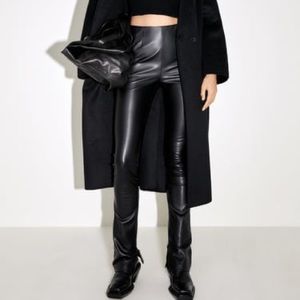 Zara Extra long faux leather leggings